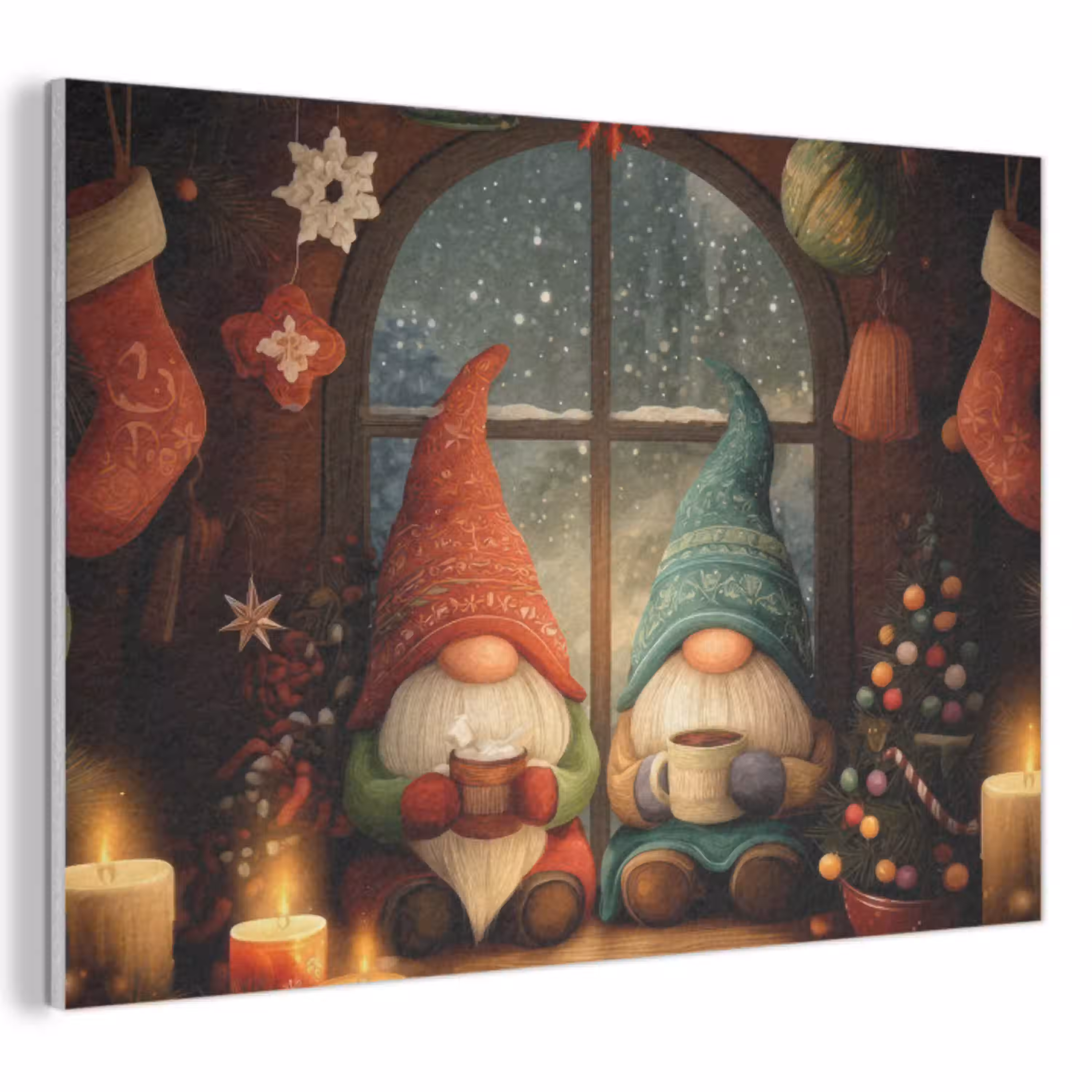 Gnooms - Kerst - Raam - Kleurrijk PET vilt klein -3d