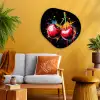 Kersen - Fruit - Graffiti - Verf - Abstract - Modern - Kleurrijk Wandcirkel Organisch Plexiglas middel -sfeer4