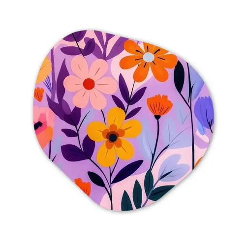 Bloemen - Kleurrijk - Bladeren Wandcirkel Organisch Plexiglas middel -3d