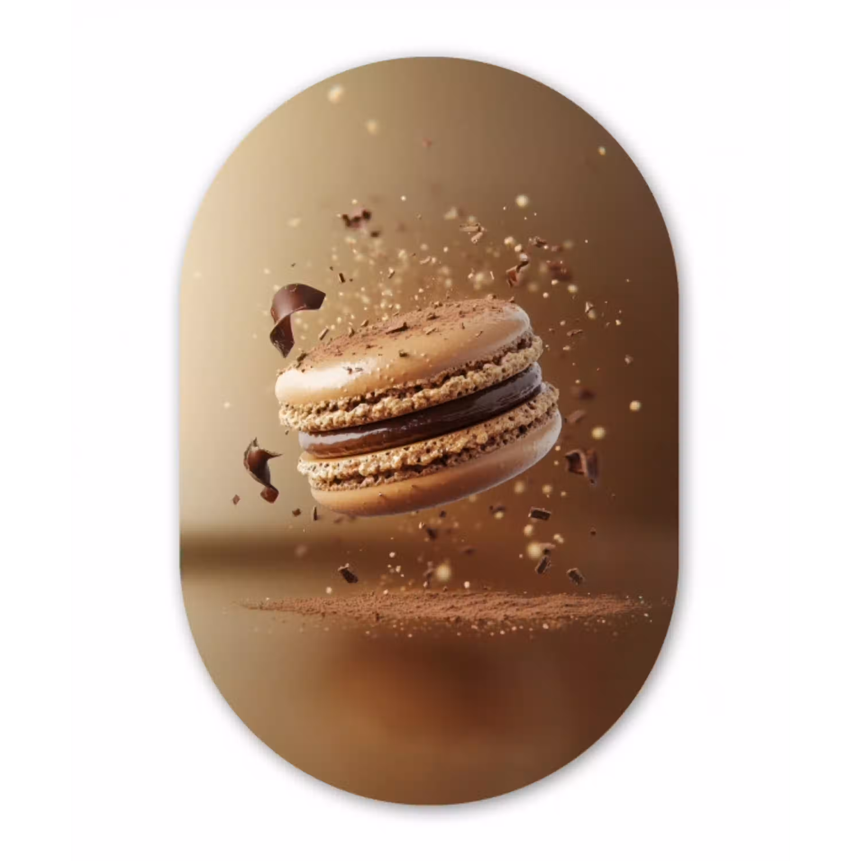 Chocolade - Macarons - Eten - Snoep Wandcirkel Ovaal Glas middel -3d