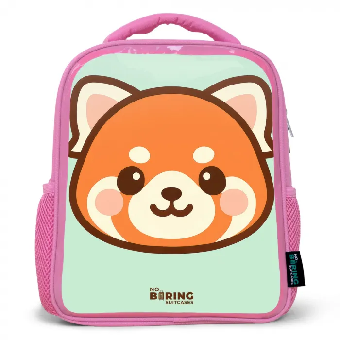 Kawai - Rode panda - Groen Kinderrugzak - Roze middel -3d