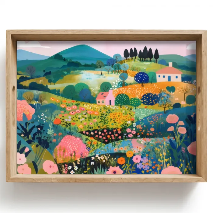 Heuvellandschap - Fantasierijk - Kleurcontrasten Dienblad Rechthoek middel -z3d_shopping