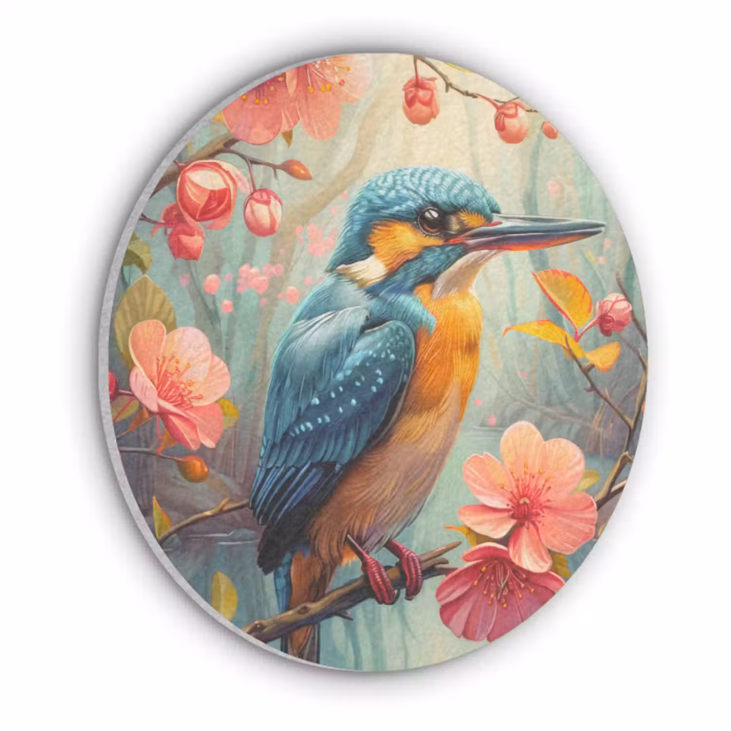 Akustikbild - Rund - Eisvogel - Blüte - Natur - Vögel - Blumen
