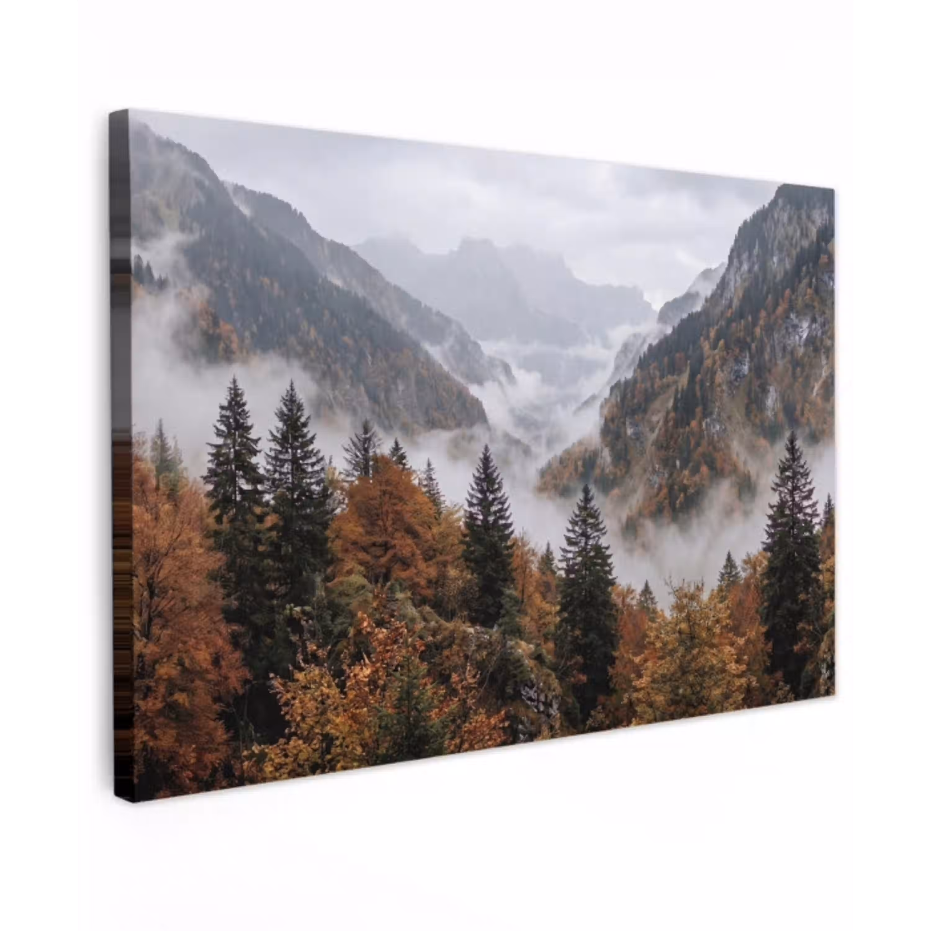 Bergen - Vallei - Mist - Herfst - Natuur canvas 2cm klein -z3d