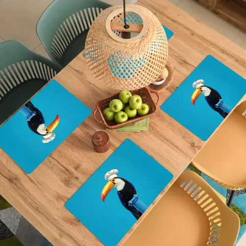 Tucan - Sokkel - Vogel - Koksmuts Placemat vinyl groot -zzsfeer5_Kitchenyeah-website