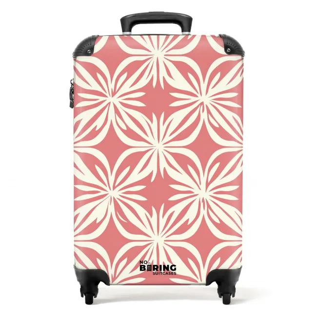 Koffer - Roze - Bloemenmotief - Wit - Modern