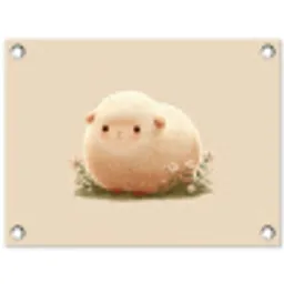 Schaap - Beige - Bloemen tuinposter los doek klein -3d