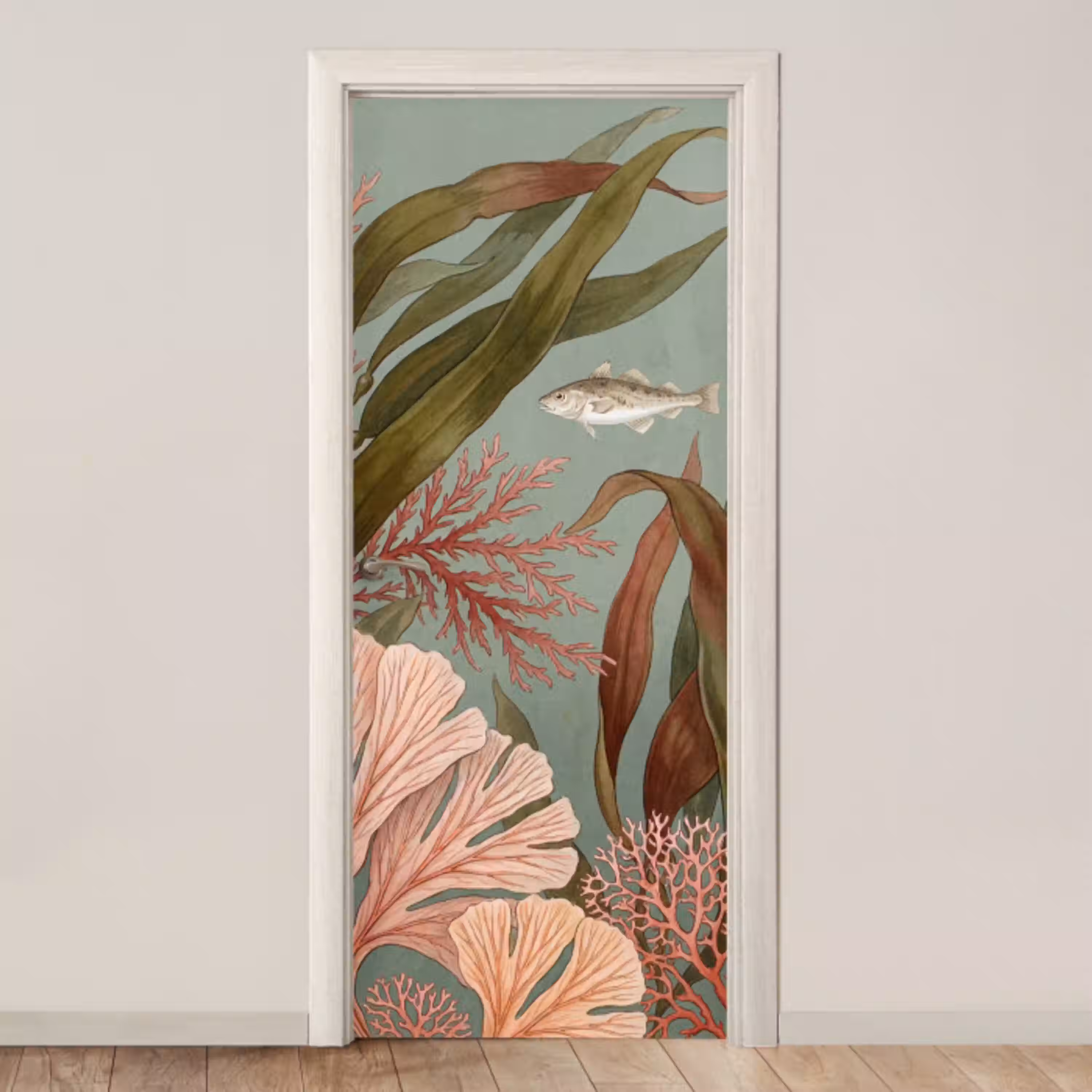 Onderwater - Planten - Vis - Vintage - Groen deurposter klein -3d_beige