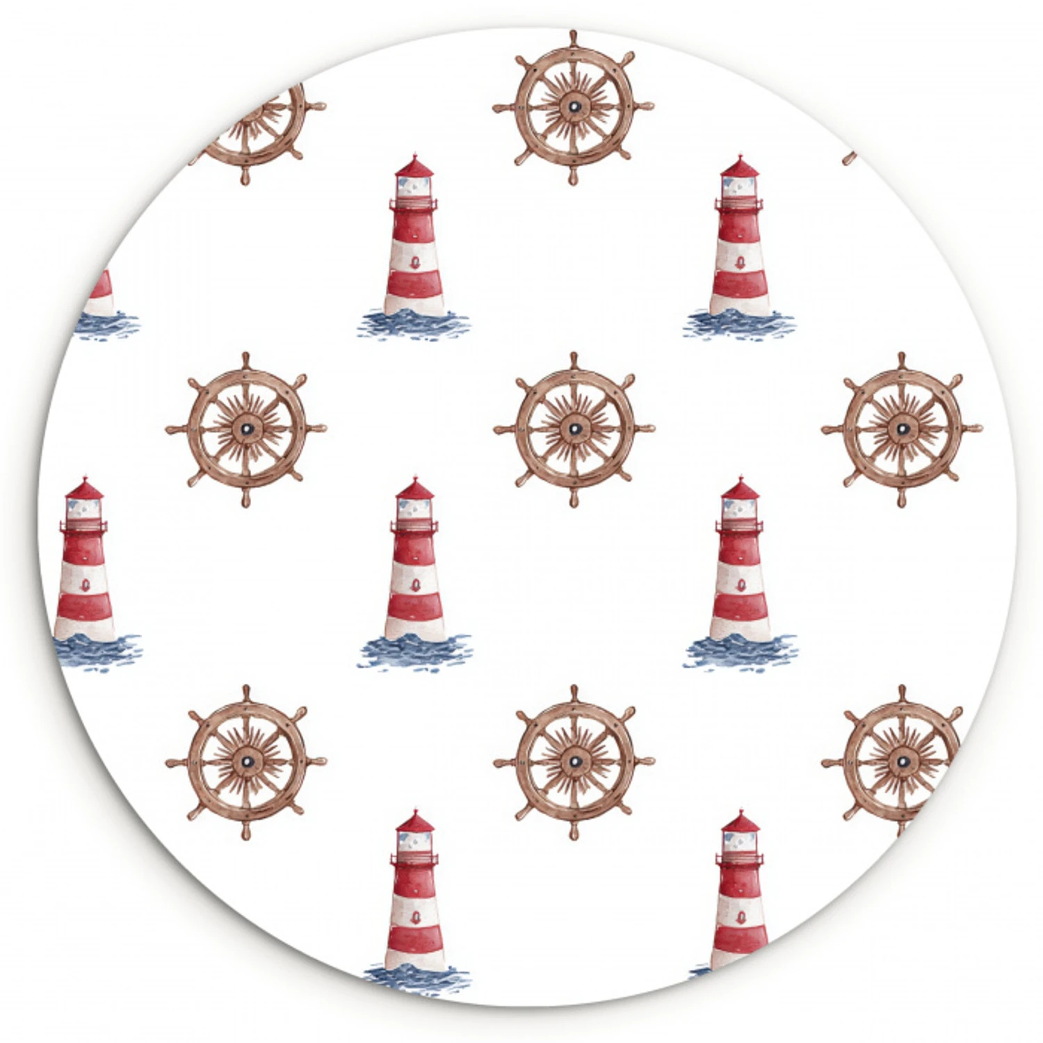 Nautisch - Klassiek - Rood Wandcirkel kunststof plaat 5mm dik klein 188 -3d