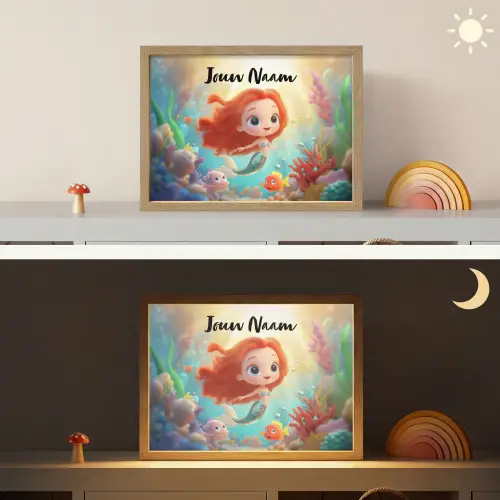 Zeemeermin - Vissen - Koraal Light Box met batterij (Wandlamp kind) middel -sfeer3_kind