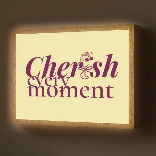 Cherish every moment - Cocktailglas - Geel Light Box met batterij (Wandlamp) middel -z3d_website