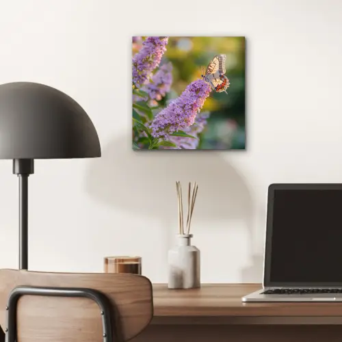Sierlijke - Vlinder - Paarse - Bloemen aluminium wit klein -sfeer5