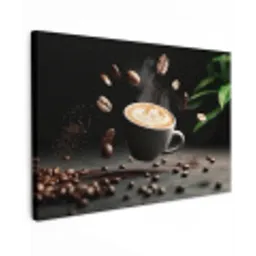 Cappuccino - Kop - Bonen - Bruin Tuinposter op houten frame 2 cm dik klein -3d