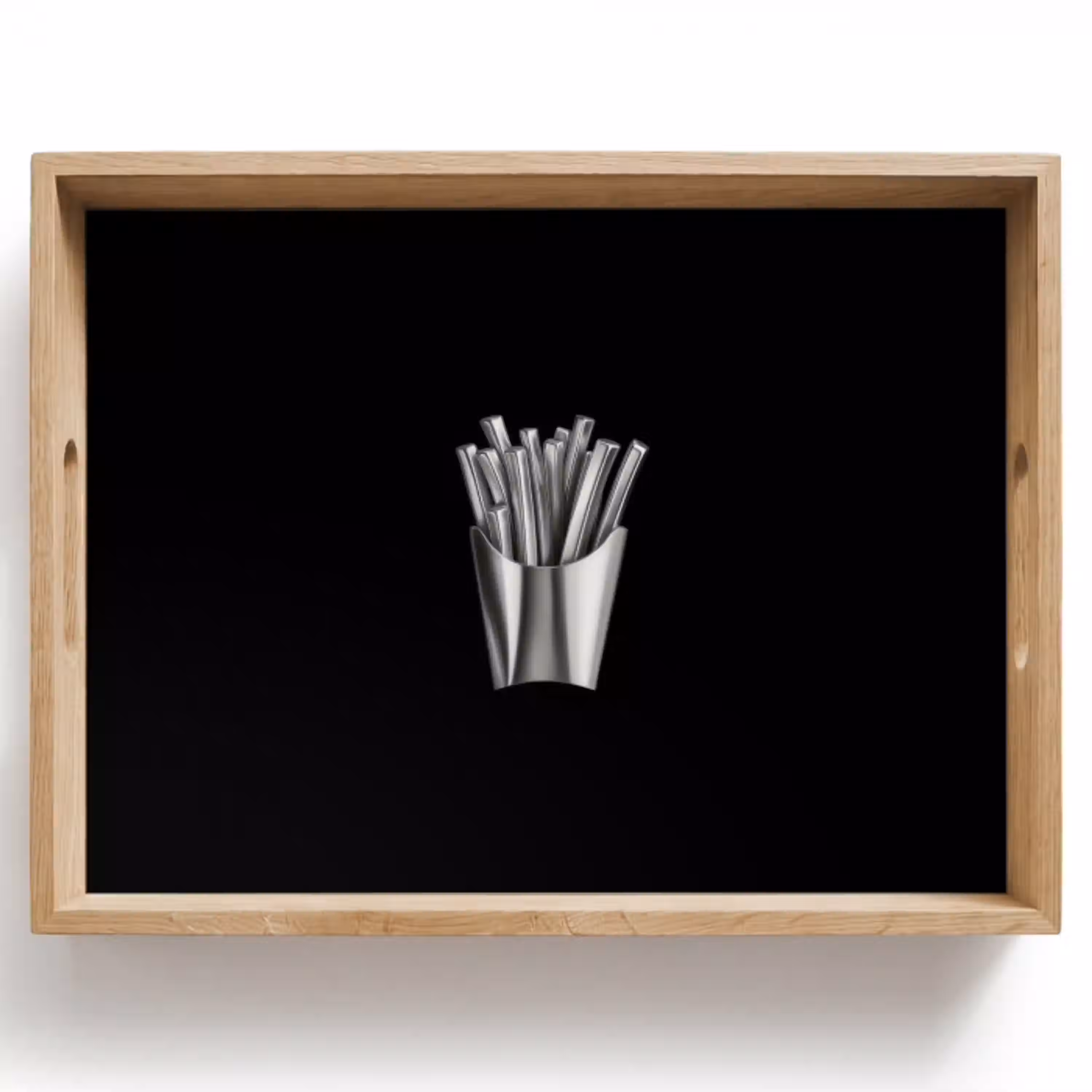 Frietjes - Futuristisch - Zilver Dienblad Rechthoek middel -z3d_shopping