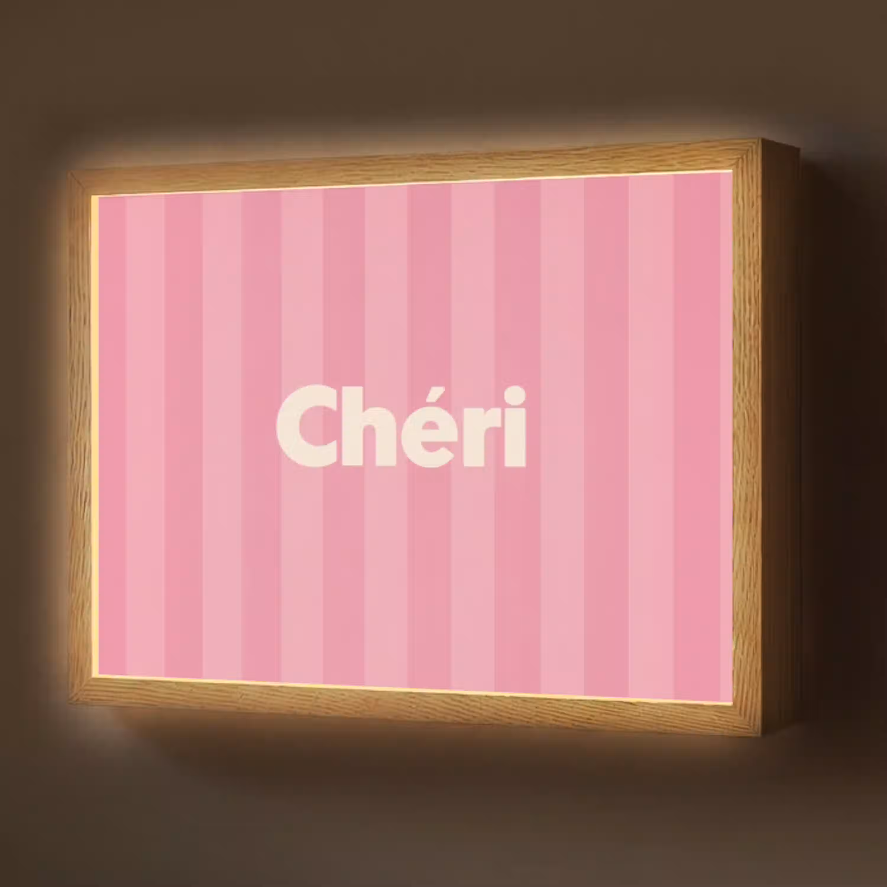 Gestreept - Roze - Chéri Light Box met batterij (Wandlamp) middel -z3d_website