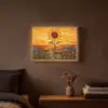Zonnebloem - Mozaïek - Zonsondergang - Geel Light Box met batterij (Wandlamp) middel -sfeer4