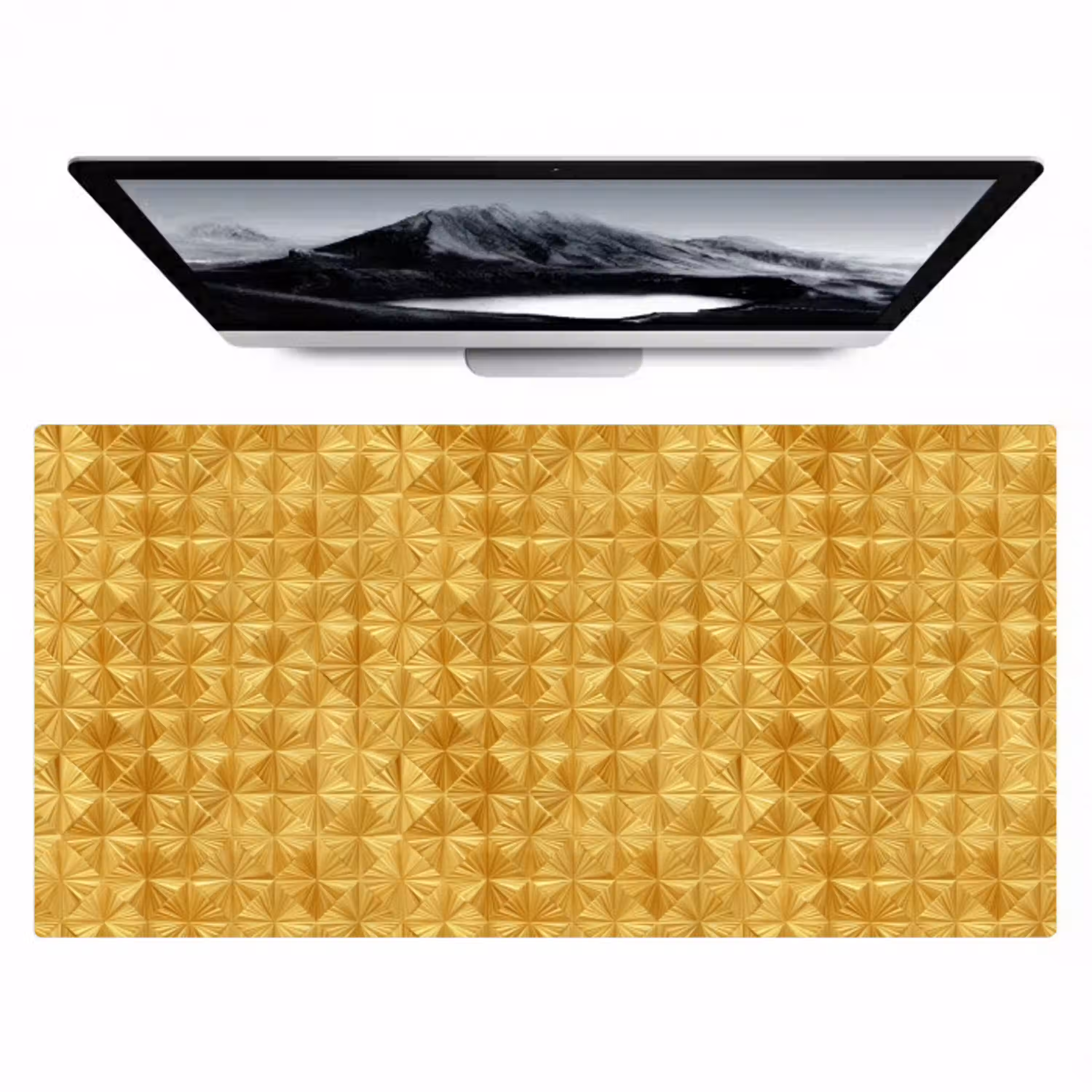 Tegels - Geometrisch - Reliëf - Goud Muismat XXL klein 681 -zzz3d