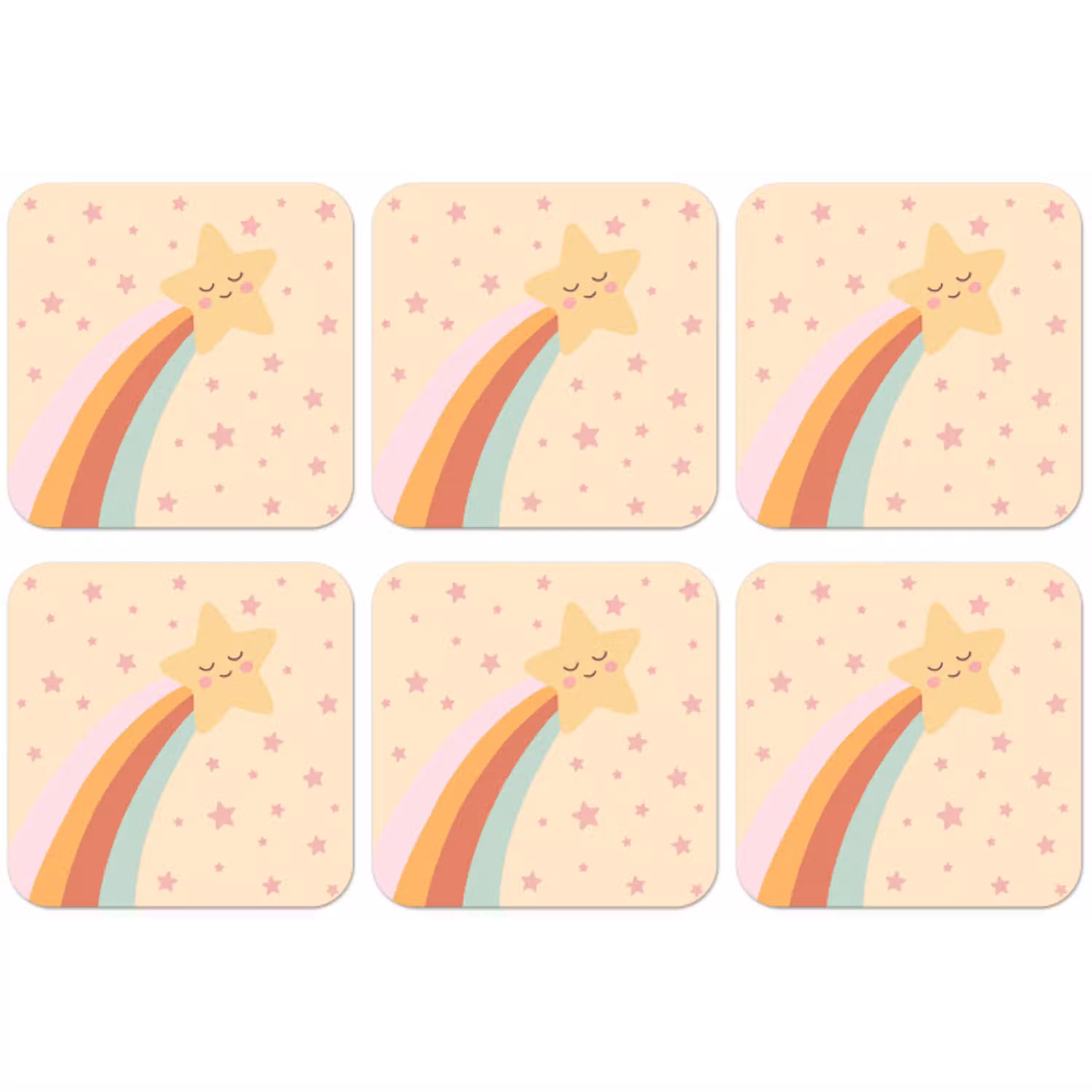 Ster - Regenboog - Nacht - Illustratie - Pastel onderzetter kurk middel -zkaufland3dotto