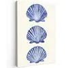 Schelpen - Blauw - Patroon Tuinposter op houten frame 2 cm dik klein -3d