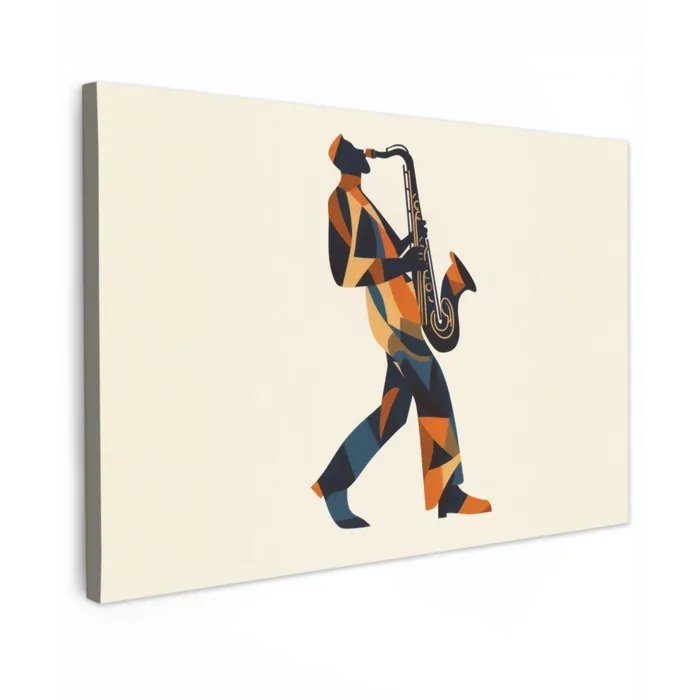 Saxofoon - Abstract - Persoon - Blauw canvas 2cm klein -z3d
