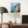 Kustdorp - Schilderij - Rotsen - Boten aluminium wit klein -sfeer5