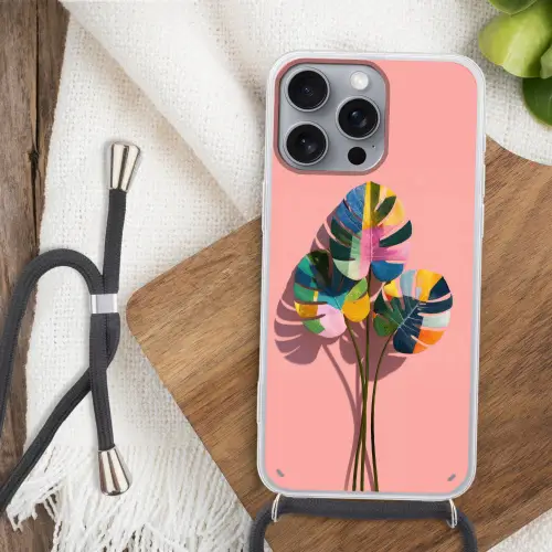 Bladeren - Geschilderd - Vlakken - Kleurrijk Hoesje iPhone 16 Pro Max met koord klein -sfeer4