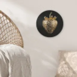 Aardbei - Goud - Zwart - Chrome Akoestische PET Vilt - Rond klein -sfeer4