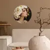 Abstract - Vrouw - Bloemen - Wit Wandcirkel behangsticker klein -sfeer1
