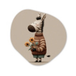 Zebra - Zonnebloemen - Warm Wandcirkel Organisch Forex 3mm klein -3d