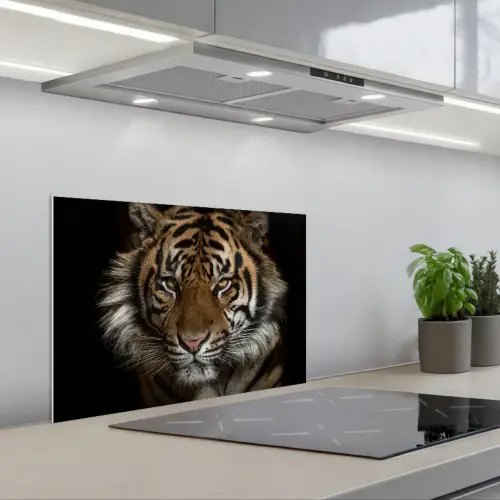 Tijger - Wilde dieren - Portret keuken achterwand spatscherm klein -3d_schuin