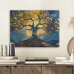 Boom - Levensboom - Blauw - Goud PET vilt klein -sfeer1