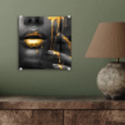 Vrouw - Zwart - Goud - Gezicht - Lippen plexiglas 5mm klein -sfeer3