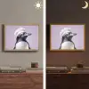 Pinguïn - Koksmuts - Lief - Paars Light Box met batterij (Wandlamp) middel -sfeer3