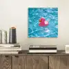 Badeend - Dobberend - Roze aluminium wit klein -sfeer1