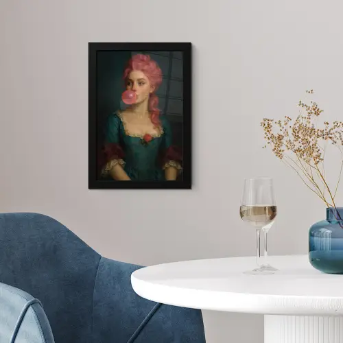 Vrouw - Portret - Kauwgombel fotolijst zwart zonder passe partout klein -sfeer4