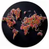 Wereldkaart - Snoepjes - Felle kleuren Wandcirkel plexiglas klein -3d