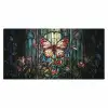 Vlinder - Roze - Bloemen - Bladeren Muismat XXL klein -3d_leeg