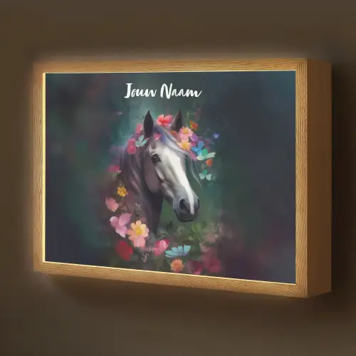Paard - Natuur - Bloemen - Bos - Dieren Light Box met batterij (Wandlamp kind) middel -z3d_website