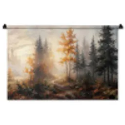 Bospad - Herfstbladeren - Natuur - Schilderachtig - Oranje Wandkleed katoen middel -zz3d
