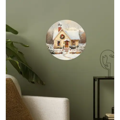 Kerst - Huis - Winter - Sneeuw Wandcirkel behangsticker klein -sfeer2