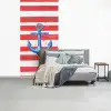 Anker - Verfspatten - Rood - Blauw fotobehang vinyl groot -slaapkamer