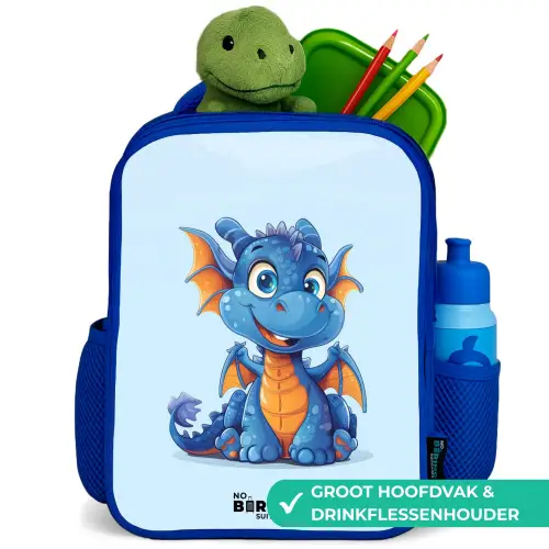 Dinky draakje Kinderrugzak - Blauw middel -inhoud_NL