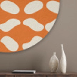 Oranje - Organische vormen - Wit Akoestische PET Vilt - Rond klein 838 -sfeer5_closeup