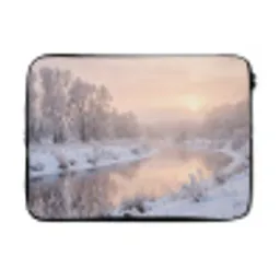 Rivier - Winter - Landschap - Sneeuw - Zonsopgang laptophoes neopreen klein -3d