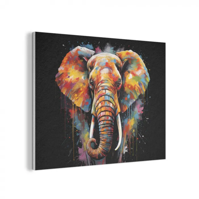 Olifant - Graffiti - Zwart - Dieren - Kleuren PET vilt klein -3d