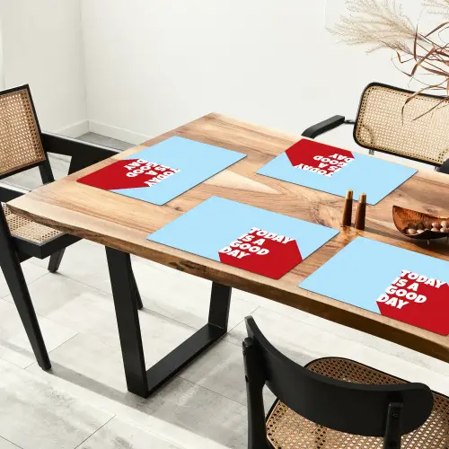 Today is a good day - Rood - lichtblauw Placemat vinyl groot -zzsfeer4_Kitchenyeah-website