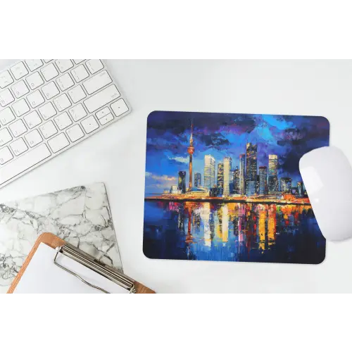 Skyline Toronto - Modern - Stadslicht - Blauw muismat rubber klein -witbureau