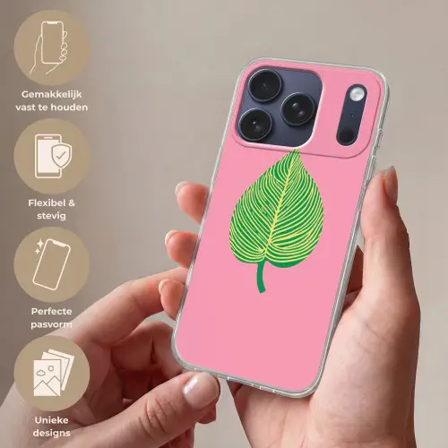Illustratie - Blad - Minimalistisch - Groen Telefoonhoesje iPhone 17 Pro klein -sfeer3_NL