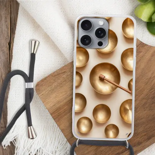 Symmetrisch - Goud - Brons - Balans Hoesje iPhone 16 Pro Max met koord klein -sfeer4