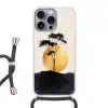 Zwarte boom - Gouden cirkel - Heuvel Hoesje iPhone 16 Pro Max met koord klein -3d